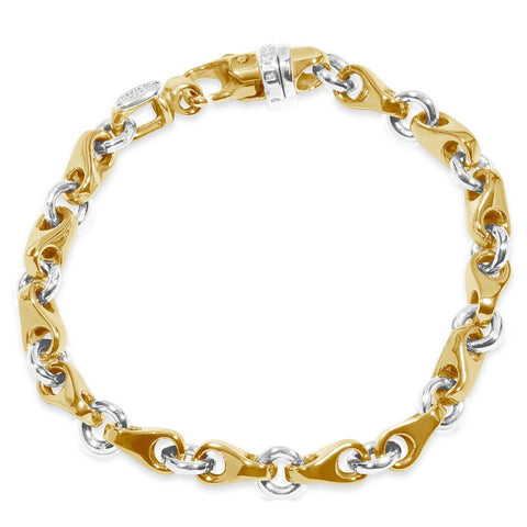 Men's Designer Seed & Rolo Link 14k Gold (37gram) or Platinum (59gram) 7mm Bracelet 8.5"