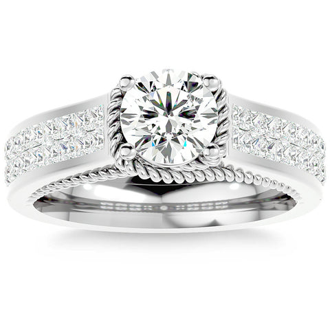 1 3/4Ct Diamond & Moissanite Designed Accent Engagement Ring in 10k Gold