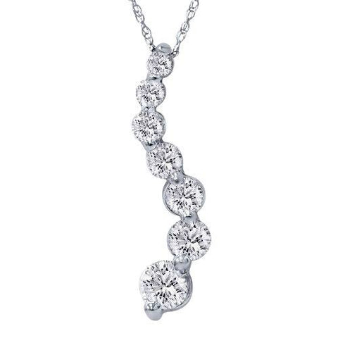 2ct HUGE Diamond Journey Pendant 14K White Gold