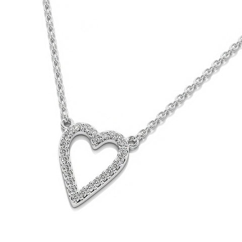 1/5Ct Diamond Heart Pendant 14k Gold 18" Necklace Lab Grown 1/2"