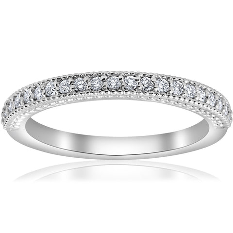 1/5ct   Diamond Wedding Ring Stackable Anniversary Band 14k White Gold