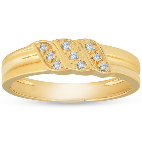 Mens 10k Yellow Gold Diamond Ring Anniversary Wedding Band