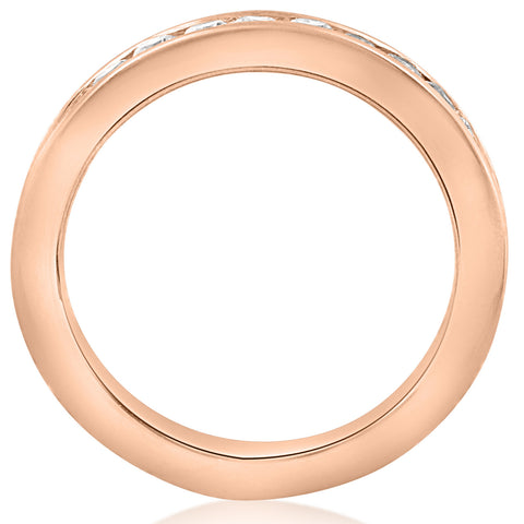 Rose Gold Eternity Wedding Ring 1 Ct Genuine Diamond Channel Set Stackable 14k