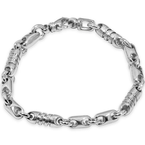 Men's Mariner With Ribbed/Rolo Links 14k Gold (50gram) or Platinum (80gram) 6-5mm Bracelet 8.5"