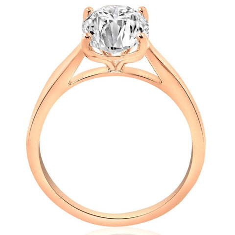 VS 2ct Oval Cut Diamond Solitaire Engagement Ring 14k Rose Gold Lab Grown