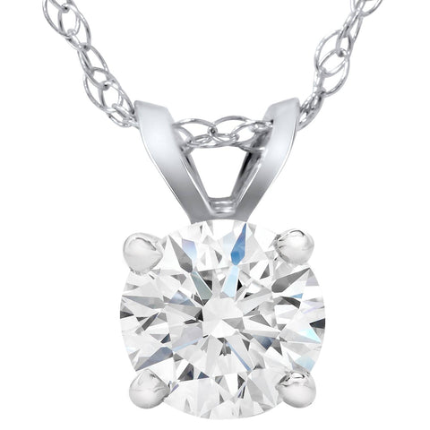 3/4 Ct Lab Grown Diamond G/SI Pendant Necklace 14K White Gold IGI Certified