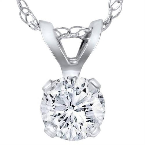 14k White Gold 3/8ct Round Diamond Solitaire Pendant