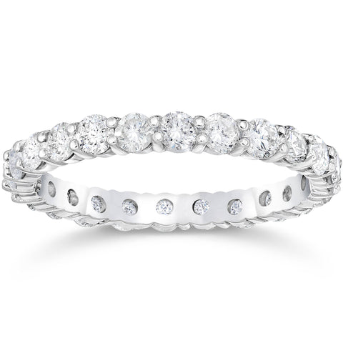 Platinum I/VS 1 3/4 Ct Round Diamond Eternity Ring Womens Wedding Band Lab Grown