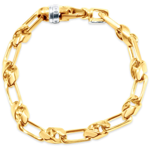 Men's Twisted Mariner & Round Link 14k Gold (44gram) or Platinum (71gram) 6-8mm Bracelet 8.5"