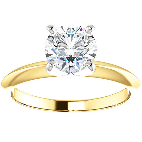 1Ct Natural Diamond Solitaire Round Engagement Ring Two Tone 14k Yellow Gold