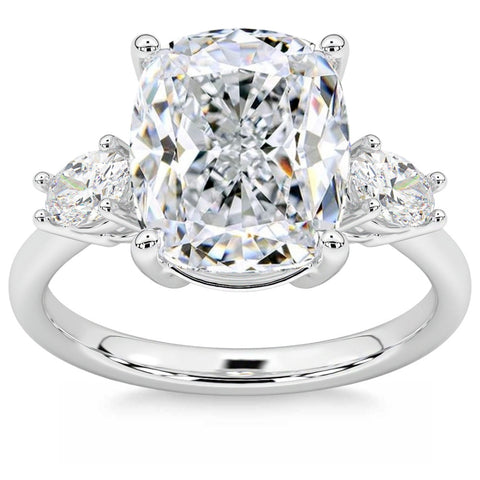 Certified 6Ct Cushion 3-Stone Diamond Engagement Ring 14k Gold Lab Grown FG/VS