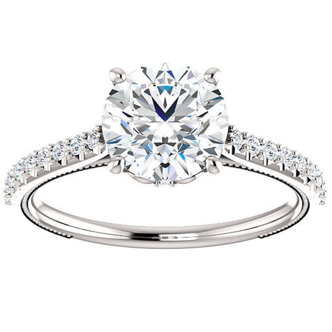 SI/G 2 Ct Diamond Engagement Ring 14k White Gold Single Row Accent Enhanced