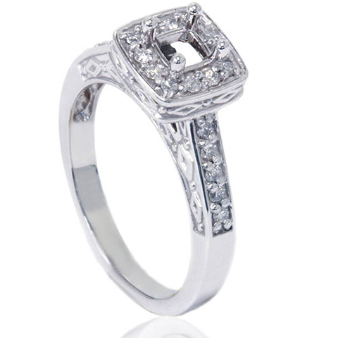 1/4ct   Semi Mount Engagement Ring 14K White Gold