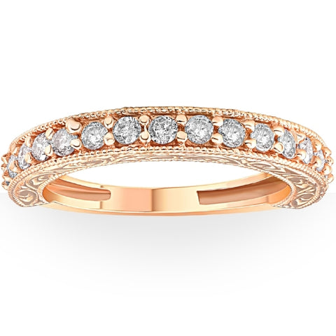 14 karat Rose Gold Diamond 1/2 ct Wedding Ring Womens Stackable   Band