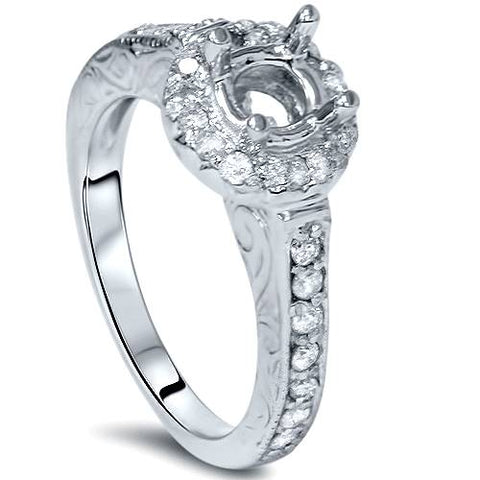 1/3ct   Engagement Ring Setting 14K White Gold Halo Semi Mount