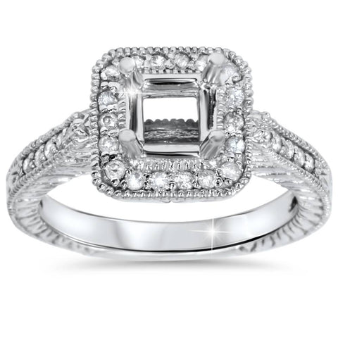 1/3ct   Princess Cut Engagement Ring Setting 14K White Gold