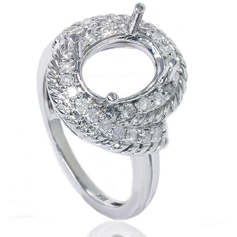 3/8ct   Braided Oval Ring Setting 14K White Gold