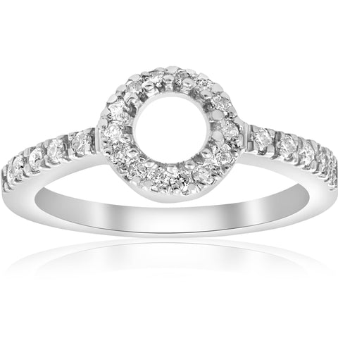 1/3ct Pave Halo 14K White Gold Diamond Engagement Setting Mount Setting