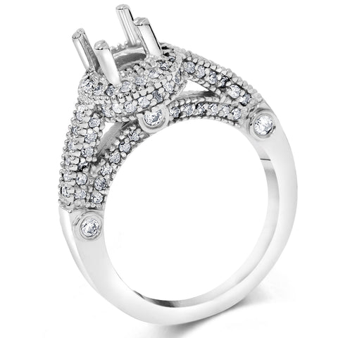 3/4ct   Halo Ring Setting 14K White Gold