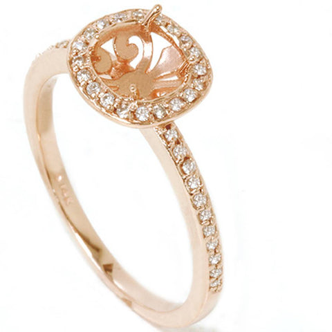 1/3ct Diamond Engagement Halo Ring 14K Rose Gold Setting