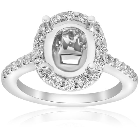 3/4ct Oval Diamond   Engagement Ring Setting Semi Mount 14K White Gold