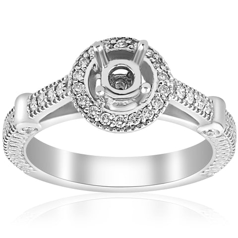 Diamond Engagement Ring Setting Semi Mount Ring 14K White Gold