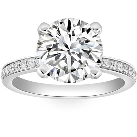 Certified H/VS 3 1/4Ct Lab Grown Diamond Engagement Ring in 14k Gold