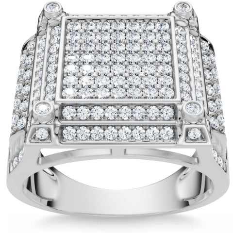 1 1/2 Ct Diamond Men's Multi-Cluster Wide Ring in White or Yellow Gold