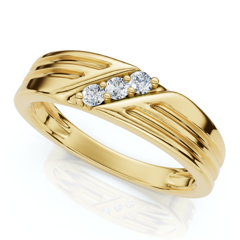 Mens 14k Yellow Gold Diamond Wedding Anniversary Ring