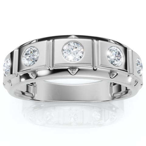 VS 1/2Ct Men's Diamond High Polished Wedding Ring Lab Grown Anniversary Band