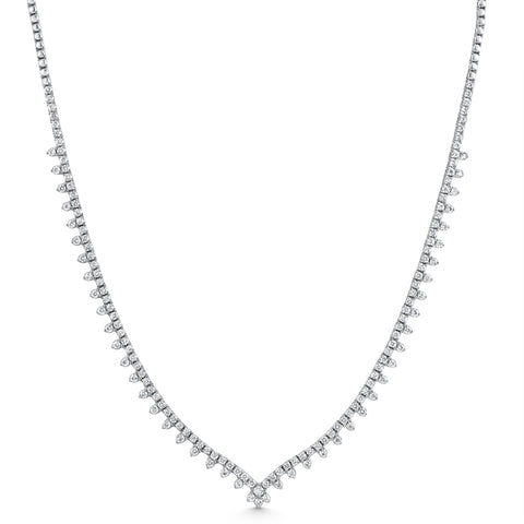 F/VS 7.94Ct Diamond Tennis Necklace Designer 14k White Gold Lab Grown 16"