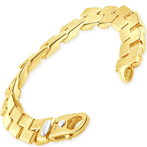 Men's Flat Curb Design 14k Gold (91g) or Platinum (171g) 12mm Link Bracelet 9.5"