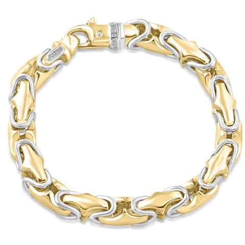 Men's Solid Byzantine 14k Gold (74gram) or Platinum (143gram) 8.7mm Link Bracelet 8.5"