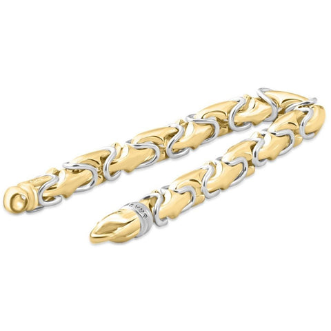 Men's Solid Byzantine 14k Gold (74gram) or Platinum (143gram) 8.7mm Link Bracelet 8.5"