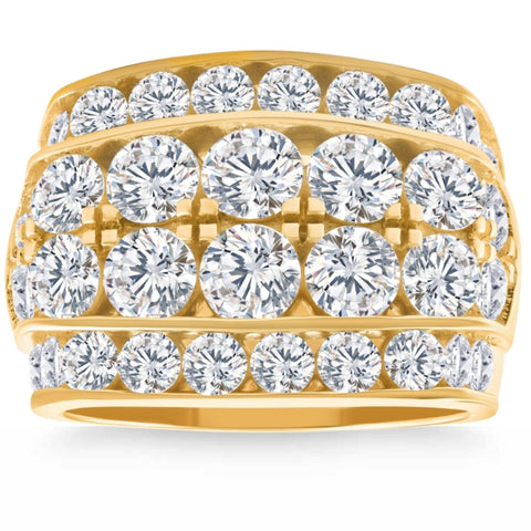 7Ct Diamond Men's Four Row Anniversary Ring in 10k Yellow Gold