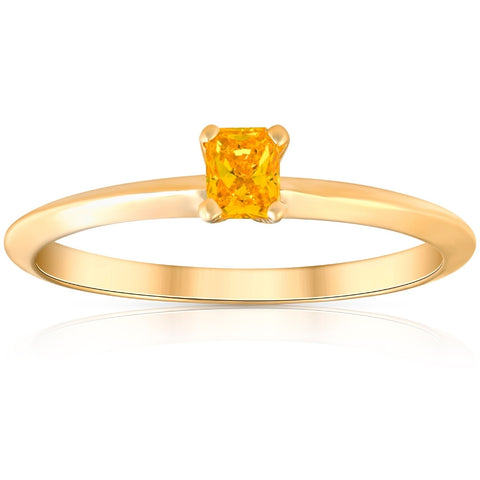 Certified 1/4Ct Cushion Cut Diamond 14k Yellow Gold Engagement Ring Lab Grown