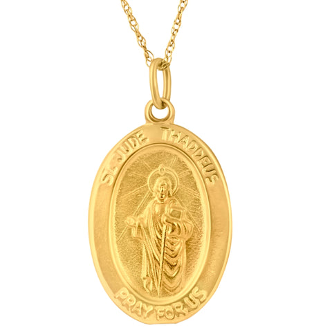 14k Yellow Gold St. Jude Thaddeus Medal Pendant 1" Tall 3.5 Grams