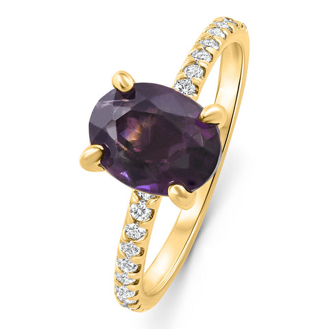 VS 2Ct Amethyst & Diamond Anniversary Engagement Ring 10k Gold Lab Grown