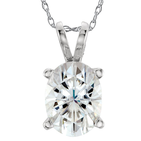 SI/H 1.00 Ct Oval Diamond Solitaire Pendant 14k White Gold Enhanced