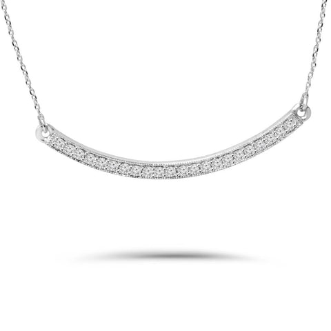 1/2Ct Diamond Curved Bar Pendant 14K White Gold