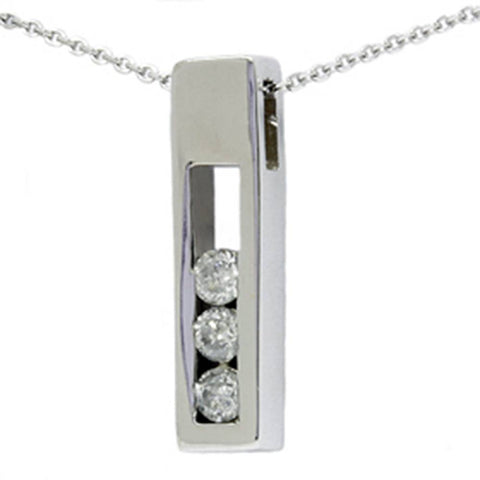 1/2ct Three Stone Real Diamond Box Pendant White Gold