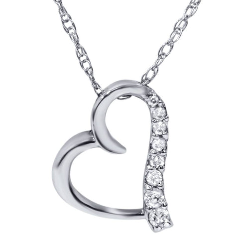 Diamond Heart Shape Pendant 10K White Gold