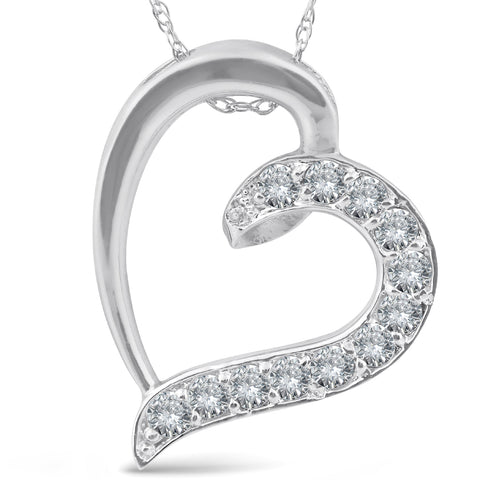 1/2ct Diamond Heart Pendant 10K White Gold