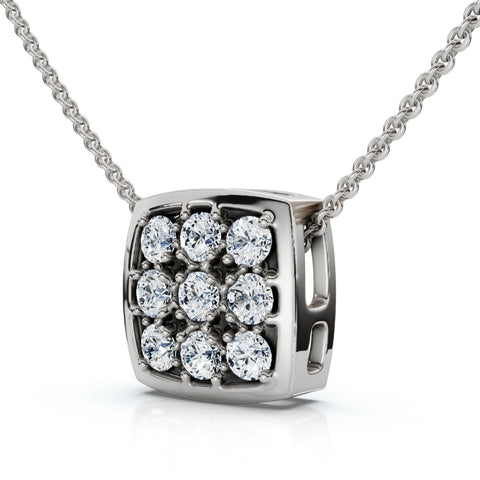 1/5ct Pave Diamond Cluster Pendant 14K White Gold