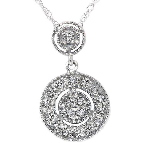 1/4ct Diamond Halo Dangle Pendant White Gold