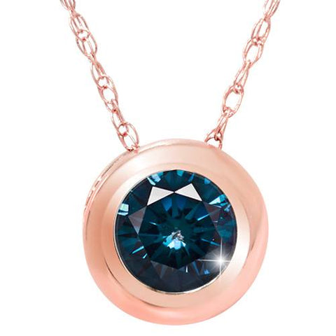 3/8ct Treated Blue Diamond Pendant 14K Rose Gold