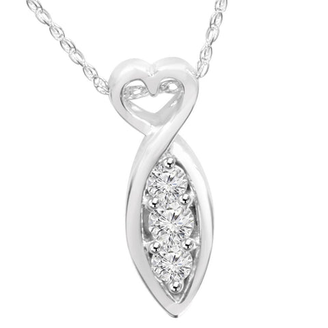 1/2ct Past Present Future 3Stone Diamond Pendant 14K White Gold