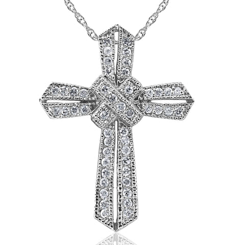 1/2 ct   Real Diamond Cross Pendant 14K White Gold Unique Womens Jewelry