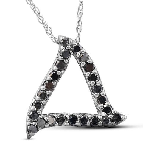 1/4ct Black Diamond Pendant White Gold Triangle