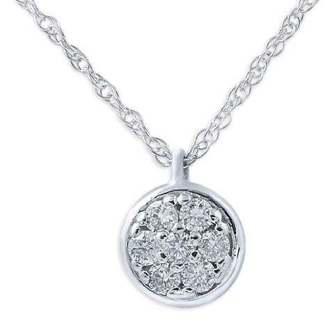 1/6ct Pave Diamond Pendant 14K White Gold